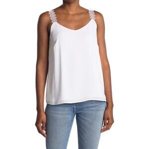 NEW T Tahari White Lace Trim Camisole Size Medium M